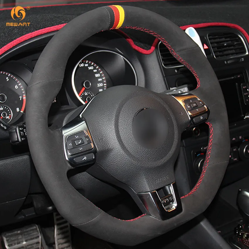 MEWANT черный замшевый чехол рулевого колеса автомобиля для Volkswagen Golf 6 GTI MK6 VW Polo Scirocco