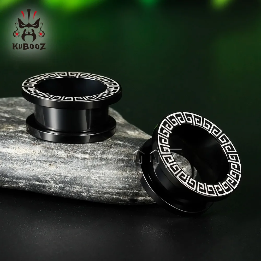 KUBOOZ 2PCS Ear Stretcher Piercing Tunnels Plugs Gauges Stainless Steel Earring Fashion Body Jewelry Gift 6mm to 25mm Women Men