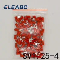 sv1 25 4 red furcate fork spade 2216awg wire crimp pressed terminals cable wire connector 100pcspack sv1 4 sv