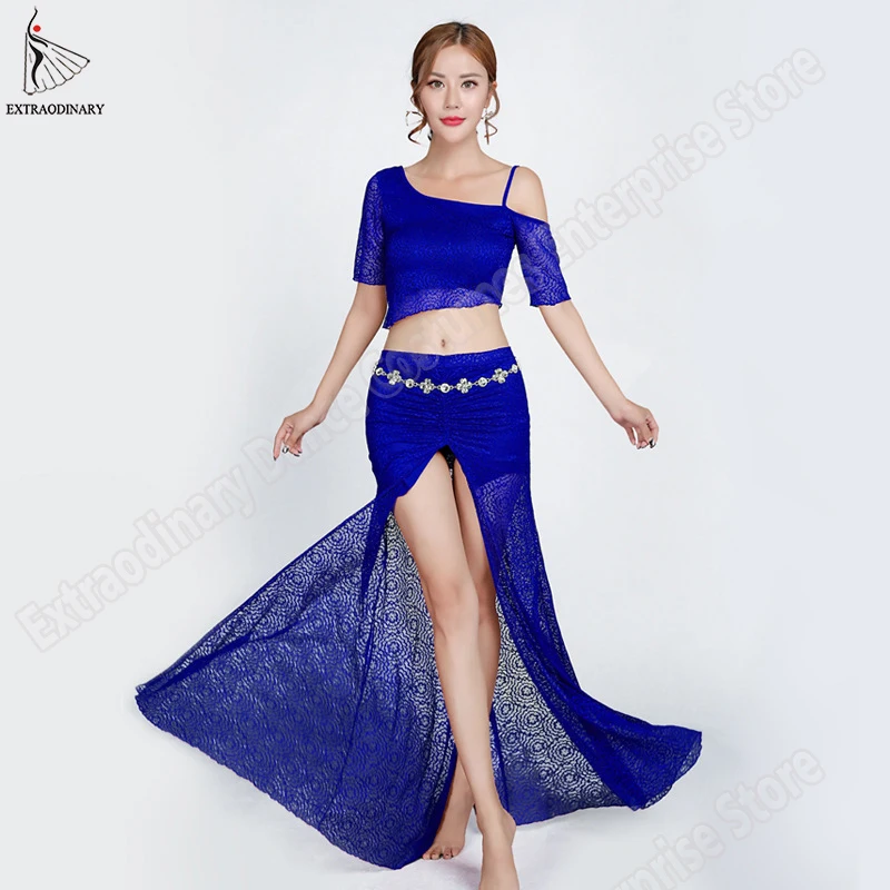 Одежда для тренировок Топ Юбка женская сексуальная мода Bellydance восточные Костюмы комплект Топ для профессионалов юбки раздельный кружевной 2 шт