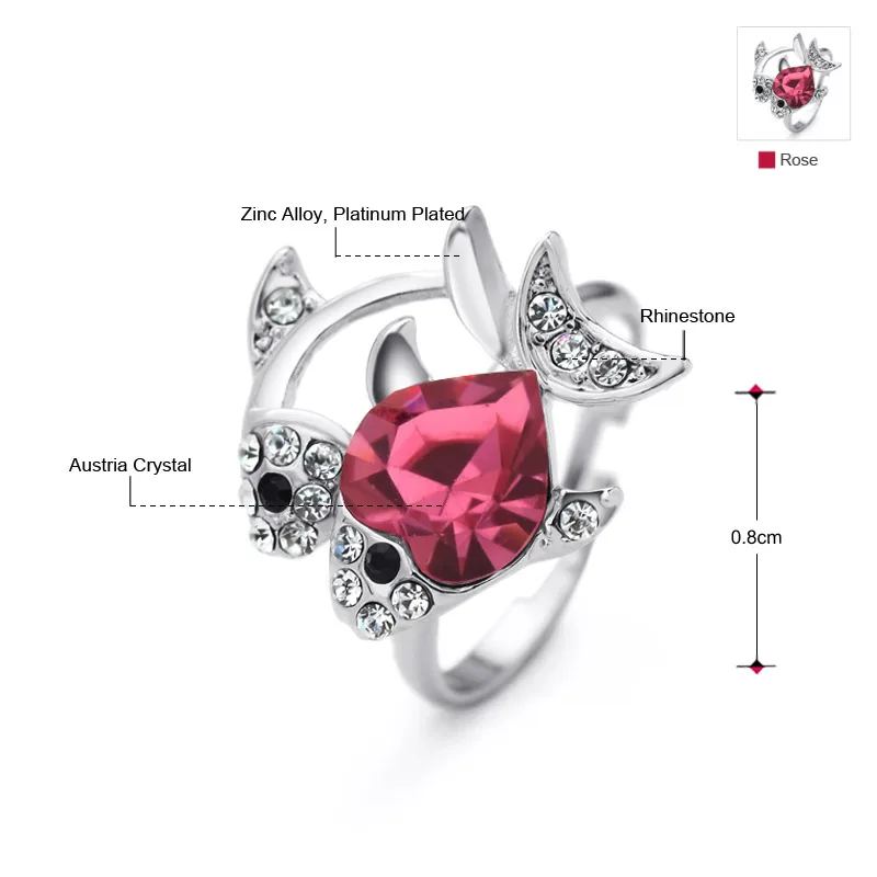 Neoglory австрийский кристалл и горный хрусталь регулируемое кольцо для пальцев