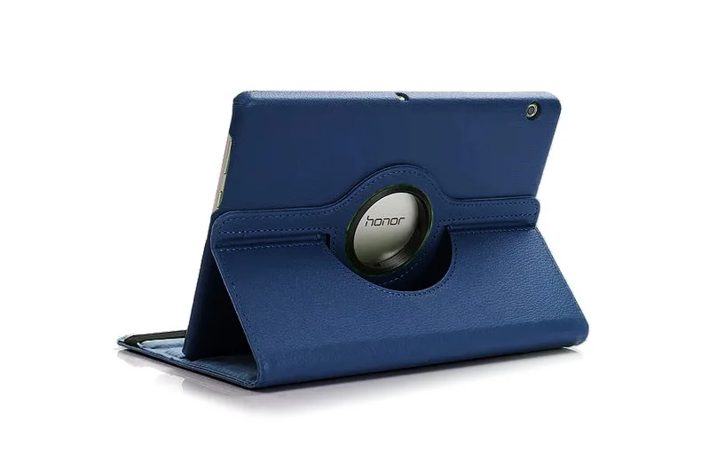 Синий Gligle 360 Rotaion кожаный чехол Обложка для huawei MediaPad T3 10 9,6 дюймов планшет в виде ракушки 1 компл./лот+ экранная пленка+ стилус для сенсорного экрана - Цвет: Синий
