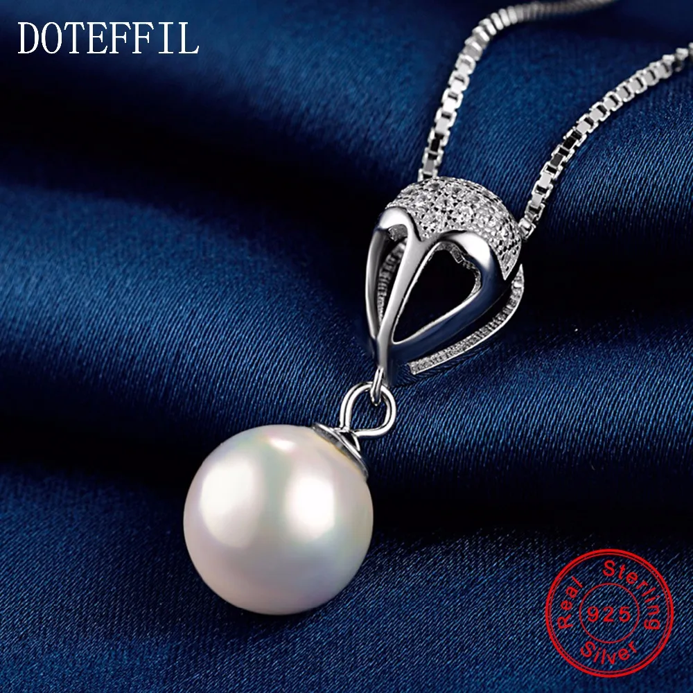 Женское ожерелье из серебра 925 пробы с жемчугом 10 мм|pearl pendant|luxury jewelrypearl pendant necklace |