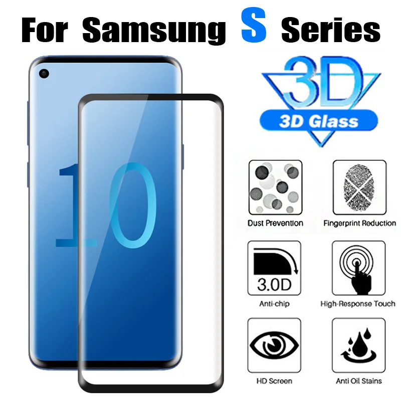 3D изогнутое закаленное стекло для Samsung Galaxy S10 Plus S10E S9 S8 Note 8 9 S7 Edge S6 круглый чехол с