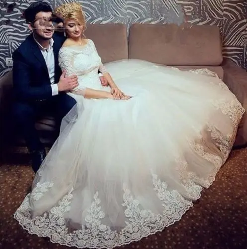 

Элегантное винтажное свадебное платье-трапеция Vestido de Noiva 2020 с арабскими кружевами свадебное платье с рукавом до локтя свадебное платье Robe De...