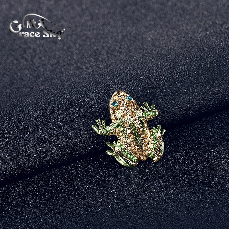 2018 модные ювелирные изделия Эмаль Булавка Кристалл Стразы лягушка нагрудный