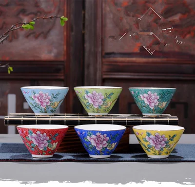 6pcs 6 шт./компл. китайские керамические чашки ручная роспись Кунг фу чашка маленькая фарфоровая миска чайные чашки для чая/Аксессуары для напитков - Цвет: 6pcs