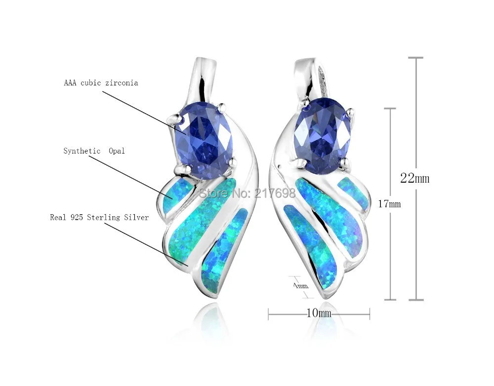 Женские серьги с опалом DORMITH из настоящего серебра голубым белым и красным огнем