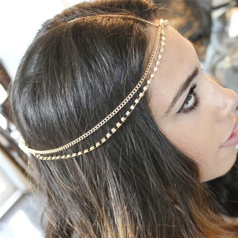

Hair Band Personality Metal Multilayer Headband Head Chain Hairwear For Women Gift