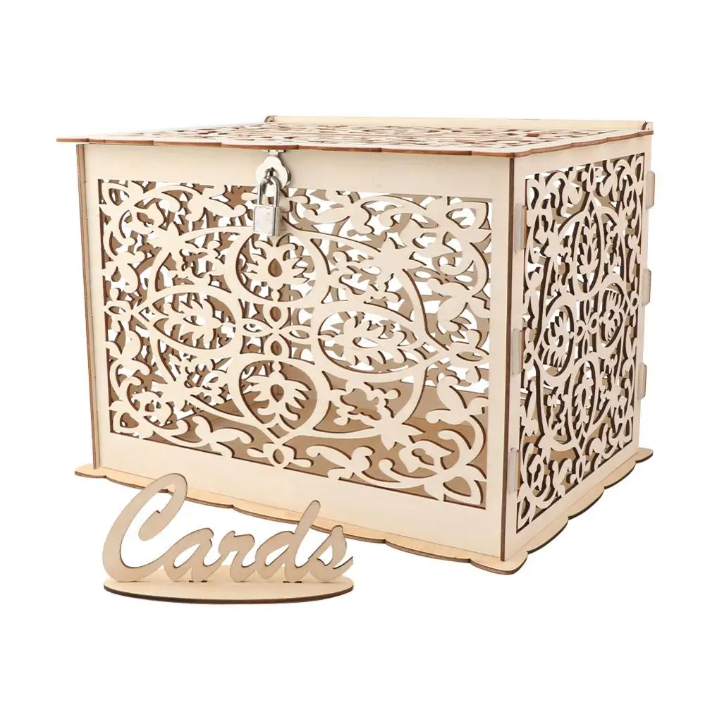 Wood card box OurWarm DIY деревенская Свадебная деревянная доска для сообщений конфетный бар держатель карты коробка кольцо коробка подарок для гостей вечерние сувениры Свадебные украшения - Цвет: Wood card box