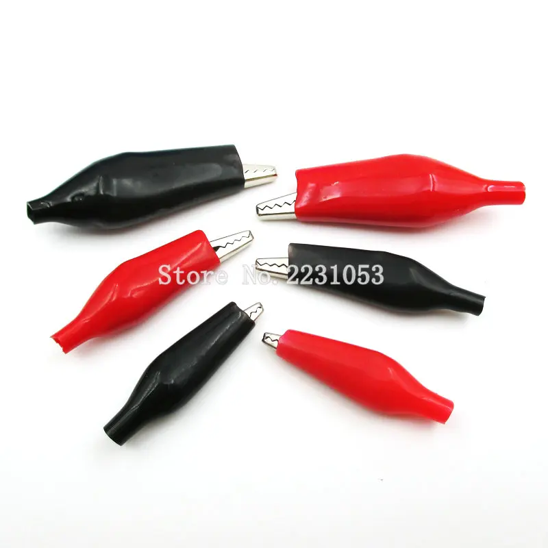 

10PCS/LOT Metal Alligator Clip crocodile electrical Clamp FOR Testing Probe Meter 35MM Black and red Plastic Boot