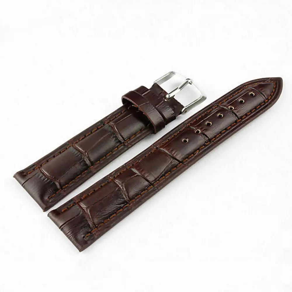 

Women Men Fashion Retro Black Brown Cow Leather Strap Watchband Durable Simple Detachable Watch Belt Replacement