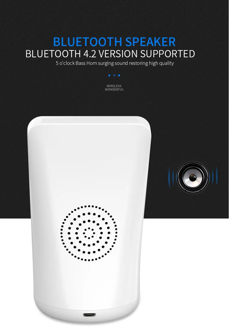 Портативный Bluetooth динамик Беспроводное зарядное устройство вертикальный Настольный держатель для телефона динамик s с крутым вентилятором для iPhone Android смартфон 2