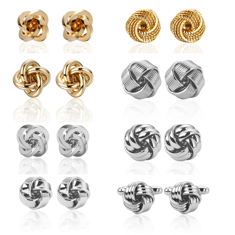 Высококачественные модные запонки суперсеребристые золотистые узлы