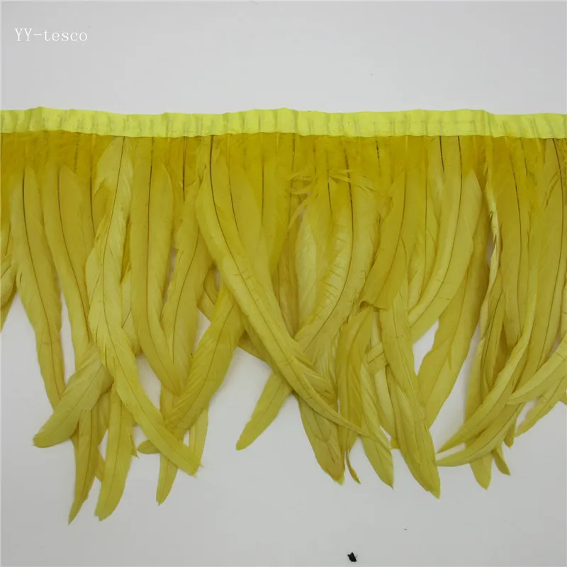 yellow 35-40 см многоцветный куриный петух отделка перо ленты полосы для свадебного платья юбка праздничная одежда украшения для самодельного изготовления - Цвет: yellow