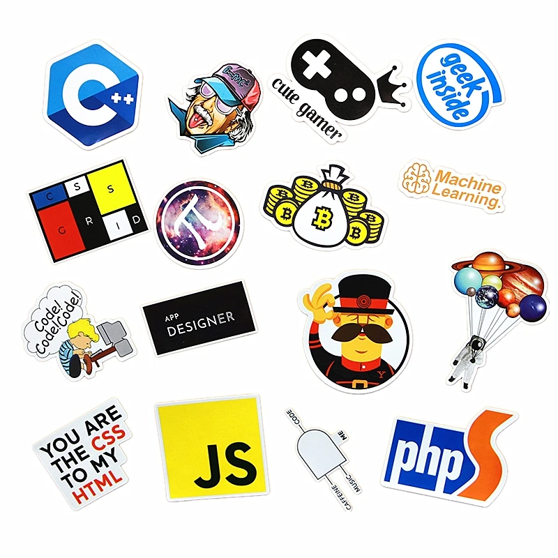 Наклейки для программирования Интернета 100 шт. наклейки ноутбуков science JS Php C Language