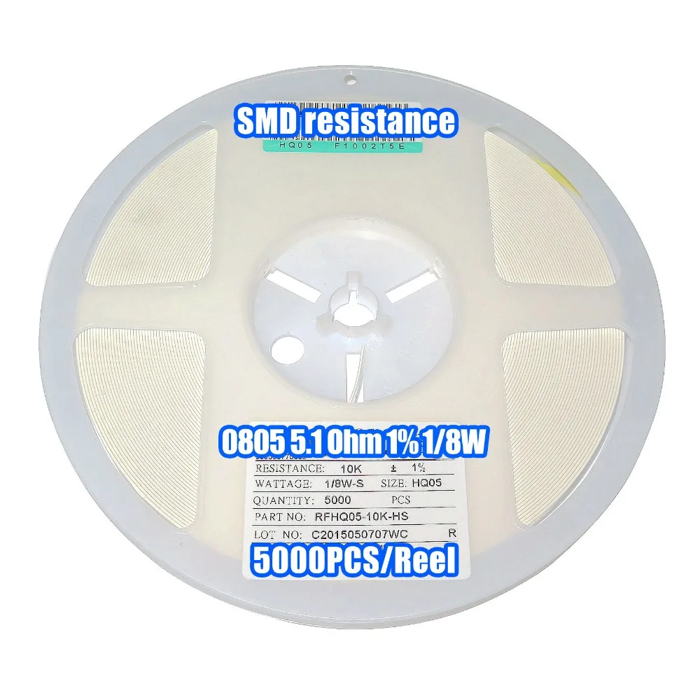 

1 Reel 0805 5.1R 5.1 Ohm 1% 1/8W SMD Resistance 5000PCS/Reel