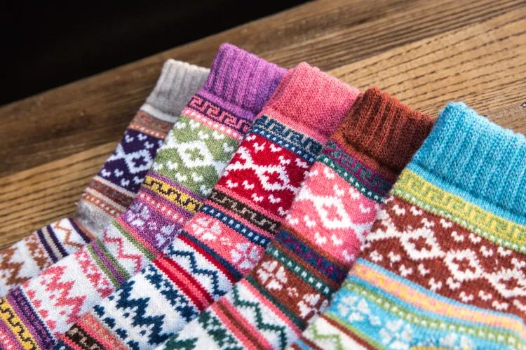 Hipster шерсть кролика носки 5 пар фантазии слепой Для женщин теплые зимние