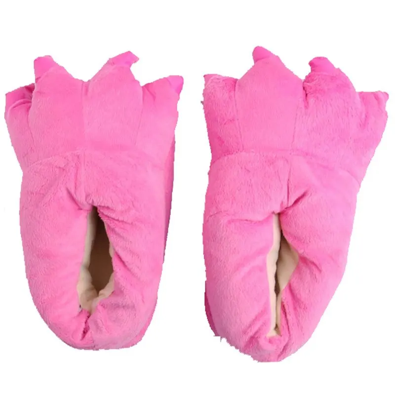 rose red slippers Мягкие тапочки унисекс в виде лап животного; вечерние тапочки с коготками для костюмированной вечеринки; зимние теплые домашние Тапочки - Цвет: rose red slippers