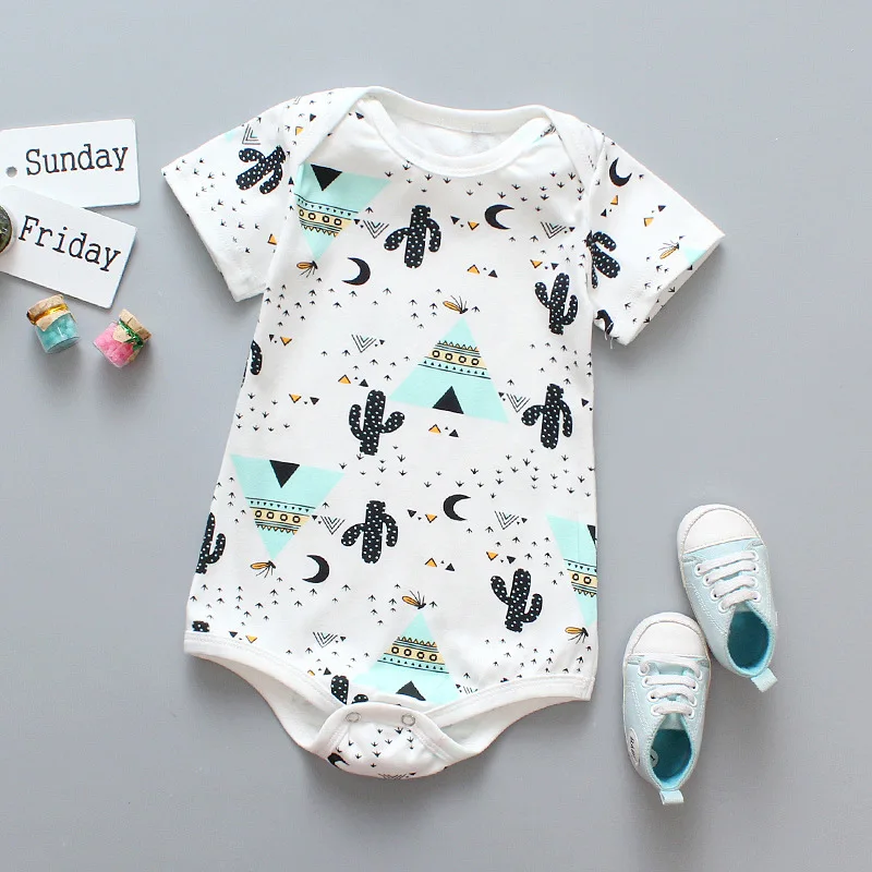 Dropshipping Infant Pajamas Fashion Baby Summer Romper Short Sleeve Cotton Rainbow Newborn Toddler Babe Clothes Suit | Детская одежда и