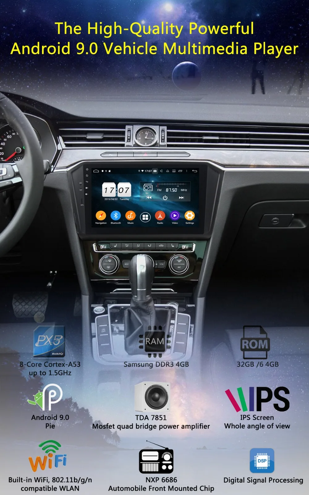 10," ips 8 Core 4G+ 64G Android 9,0 автомобильный dvd-радиоплеер gps для VW PASSAT B8 Magotan DSP CarPlay попугай BT