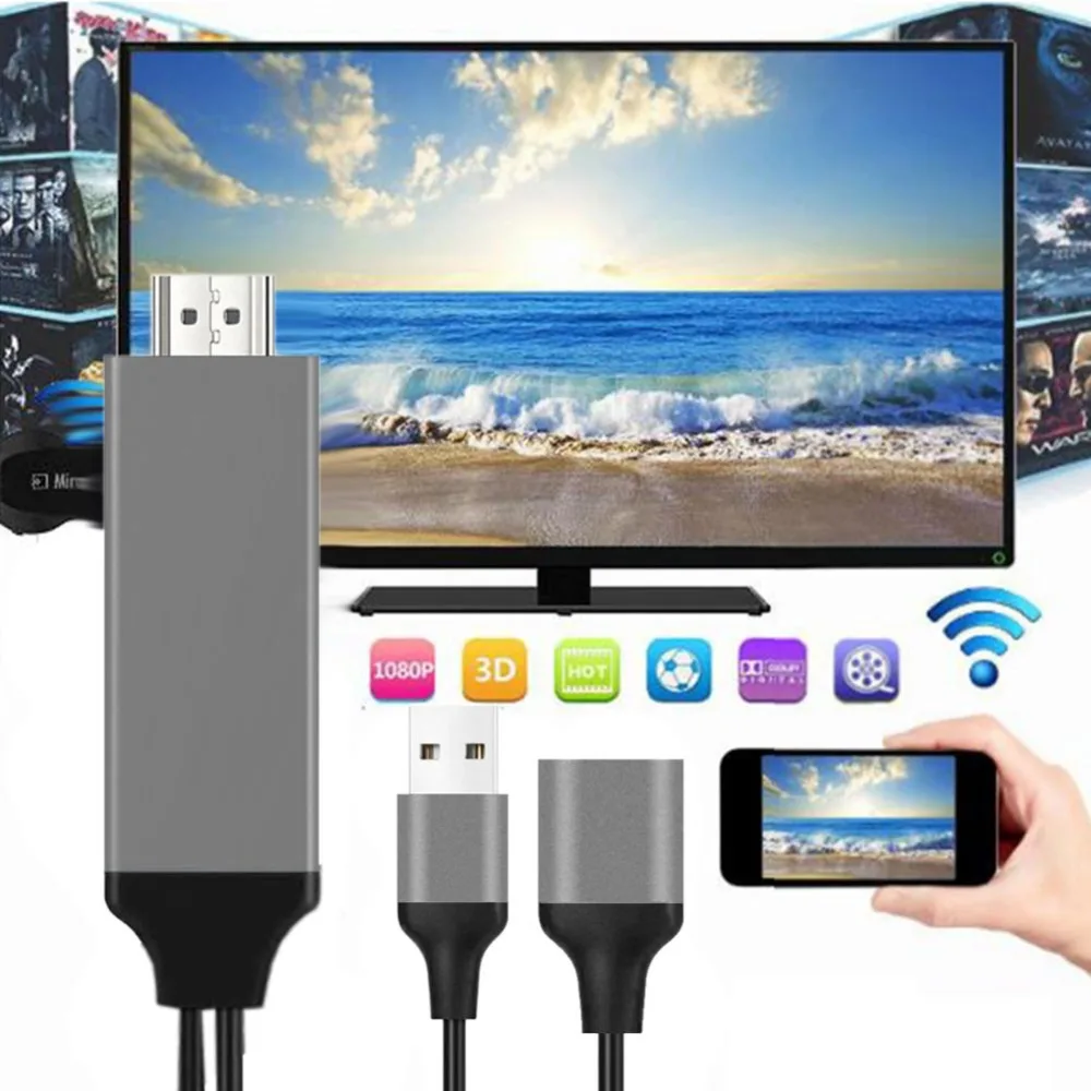 ECos Slimy tv Stick 1080 P Full HD HDMI Airplay кабель смартфон USB проводной ТВ палочки для iOS и Android