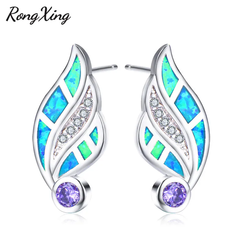 Голубые/белые серьги подвески RongXing с огненным опалом счастливое Крыло ангела