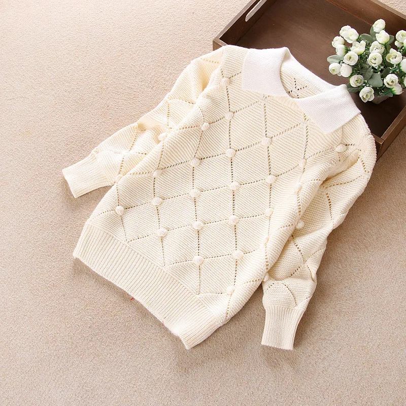 Новая брендовая модная детская одежда Детский свитер с помпонами для девочек