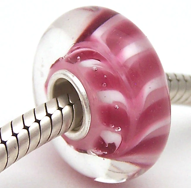 

PJG1051 100% S925 Sterling Silver Beads Murano Glass beads Fit European Charms Bracelet charms diy jewelry Lampwork GlassBeads