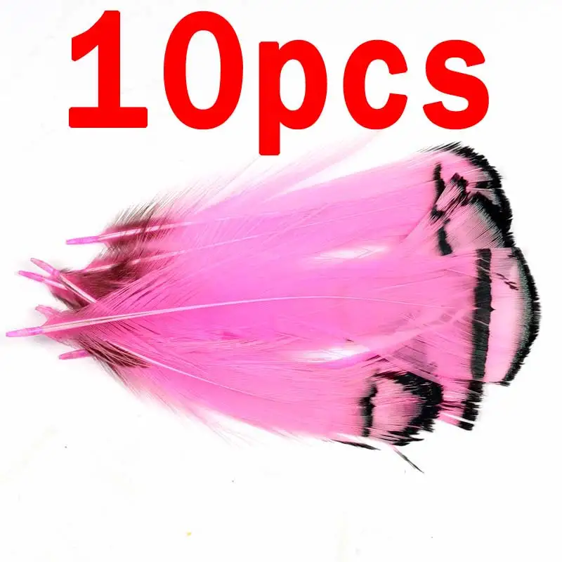10pcs pink 10 шт., рыболовные мушки, Алмазный фазан, перо, Типпет, Нимфа, мокрый стример, крыло, бирка, хвост, материал для вязания мушек, лосось, сталь - Цвет: 10pcs pink