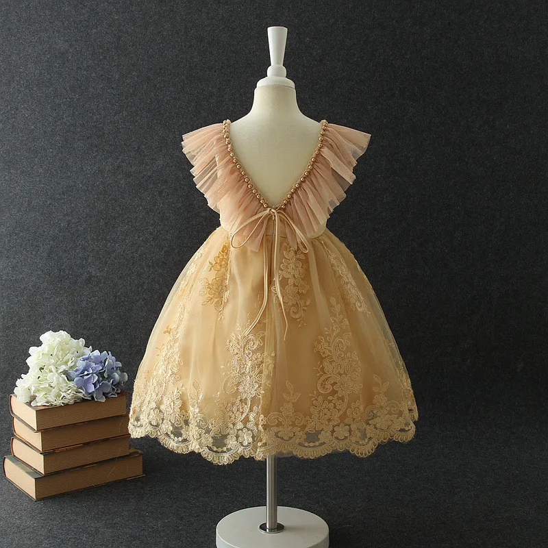 2019 New Summer Flower Dress Children Embroidered Backless Girls Dresses Princess Piano Prom Pageant Brithday Party Robe Fille | Детская