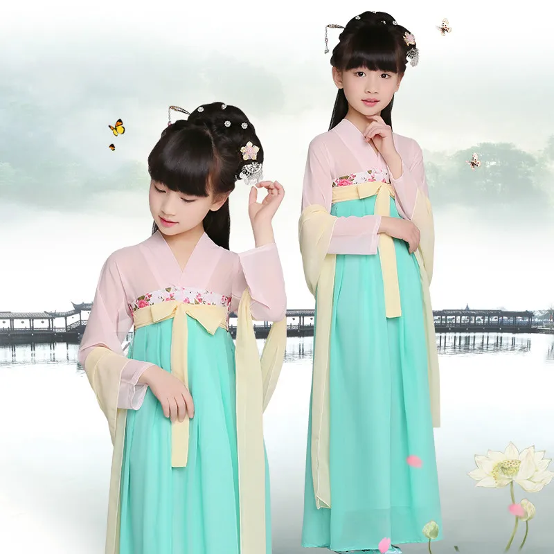 

Children Princess Dress Satin Chinese Folk Costume Kids Hanfu Clothing Kids Chinese Traditional Clothing Chang'e Costume 18