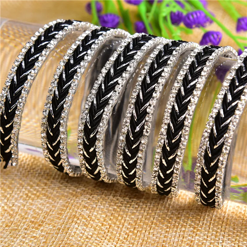 2 ярда Горячая фиксация Стразы обвязка утюгом на ленте цепочка аксессуары для