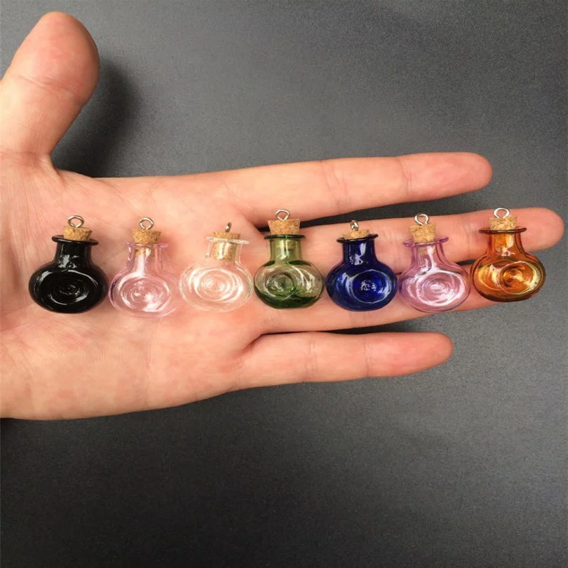 Маленькие стеклянные бутылки в форме пуговиц с металлической петлей DIY маленькие