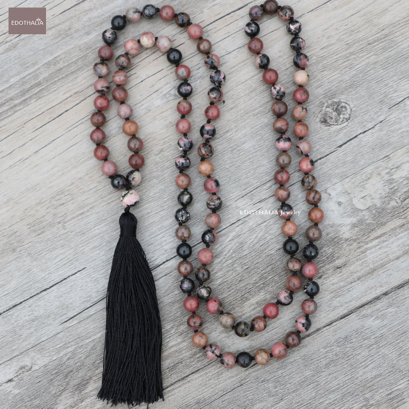 EDOTHALIA Популярные 6 мм/8 мм черная линия Родохрозит бусина мала ожерелья с