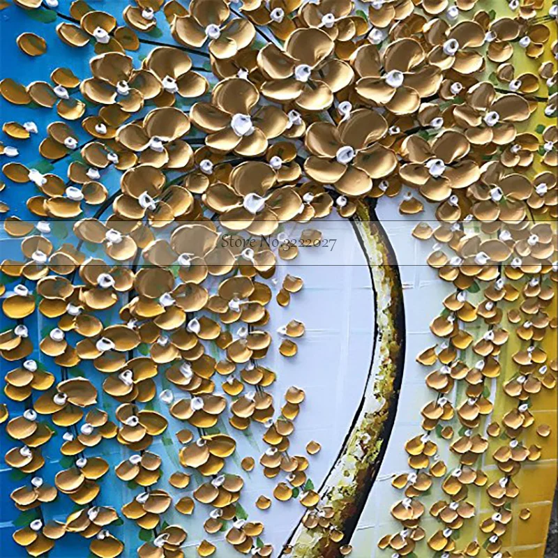 Современная Абстрактная Картина на холсте ручной работы деньги дерево нож