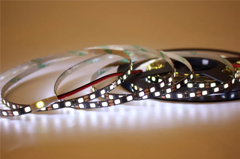IP20 узкая сторона 5 мм Светодиодная лента светильник 2835 SMD гибкая Диодная лента лампа Белый/Черный PCB 120 светодиодный s/m DC12V tiras светодиодный лента