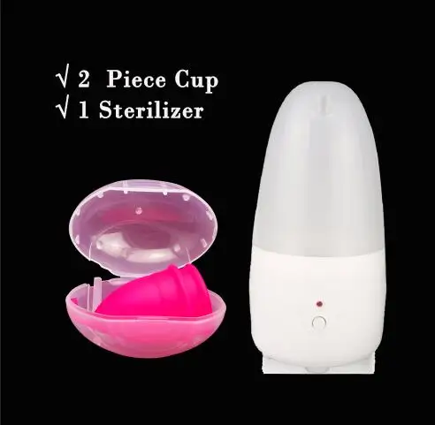 1 Lot 1 SterilizerRR Набор из 2 предметов, женские гигиенические чашки, менструальные чашки, многоразовые,, медицинский силикон, для женщин, для менструации - Цвет: 1 Lot 1 SterilizerRR
