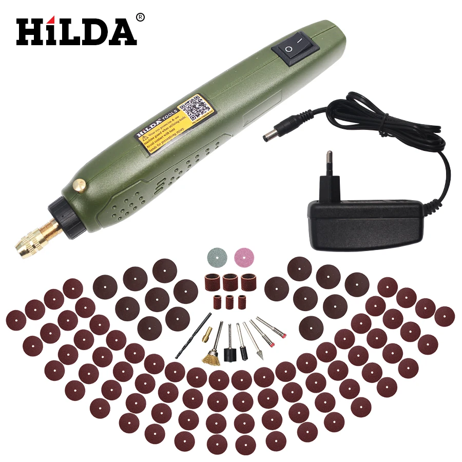 Набор шлифовальных аксессуаров HILDA + Мини электрическая дрель Dremel
