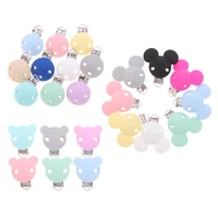 10pcs round silicone mouse nipple holder koala pacifier clips bpa free diy baby teether necklace chewing teething chain clasps