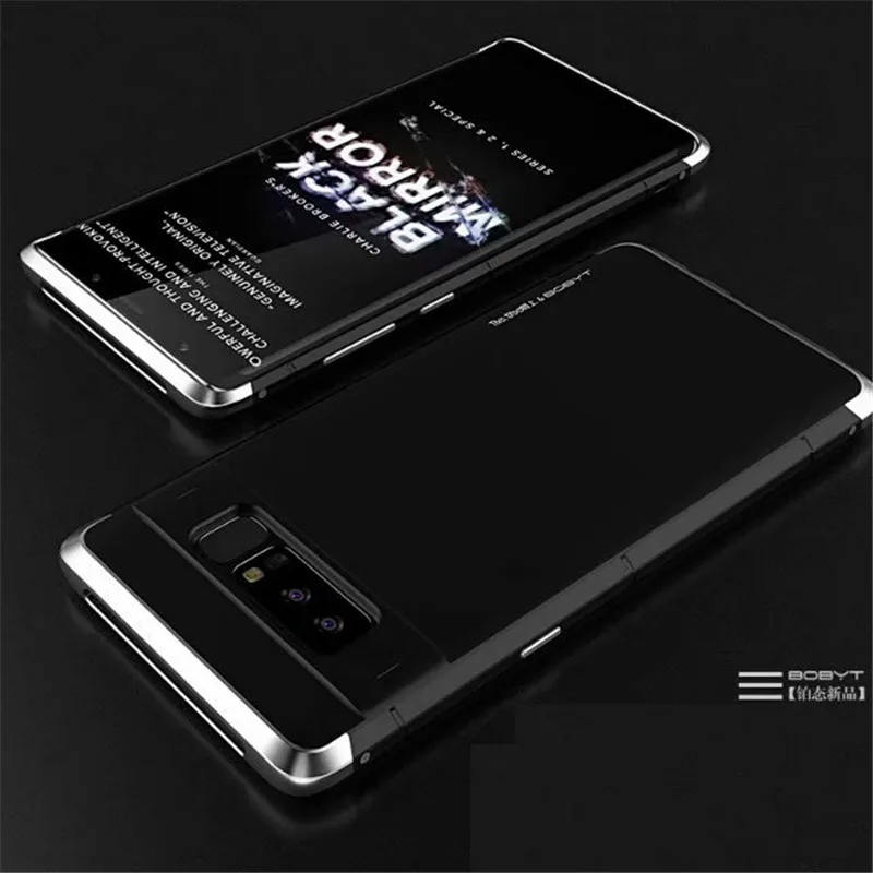 Ultra Slim Алюминий кадров чехол+ PC Для мужчин металл случаи мобильного телефона для samsung Galaxy S8 S9 Плюс/Примечание 8 Алюминий металлический чехол - Цвет: black silver