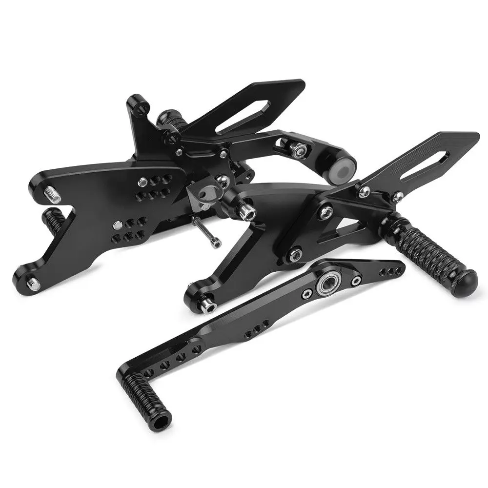 Black LJBKOALL YZF-R1 Мотоцикл с ЧПУ Алюминиевый Регулируемый Rearsets задние наборы подножки для YAMAHA YZF R1 - Цвет: Black