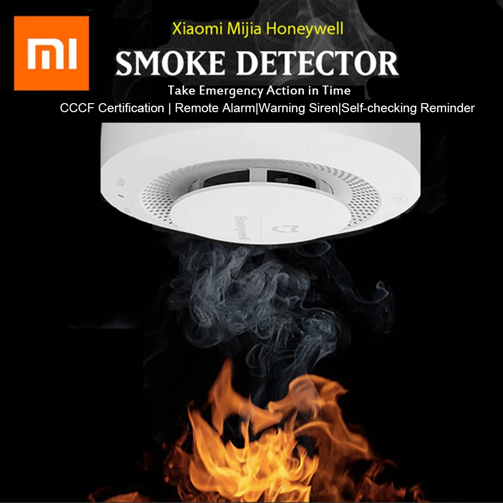 original xiaomi mijia honeywell fire alarm detector remote control audible visual alarm notication work with mi home app free global shipping