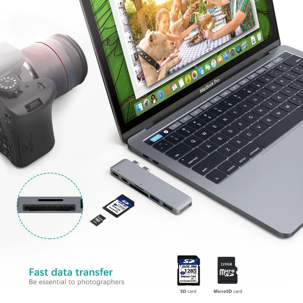 Алюминиевый двойной USB C концентратор с 2 3 0 SD/TF кардридер зарядка тип-c передачи