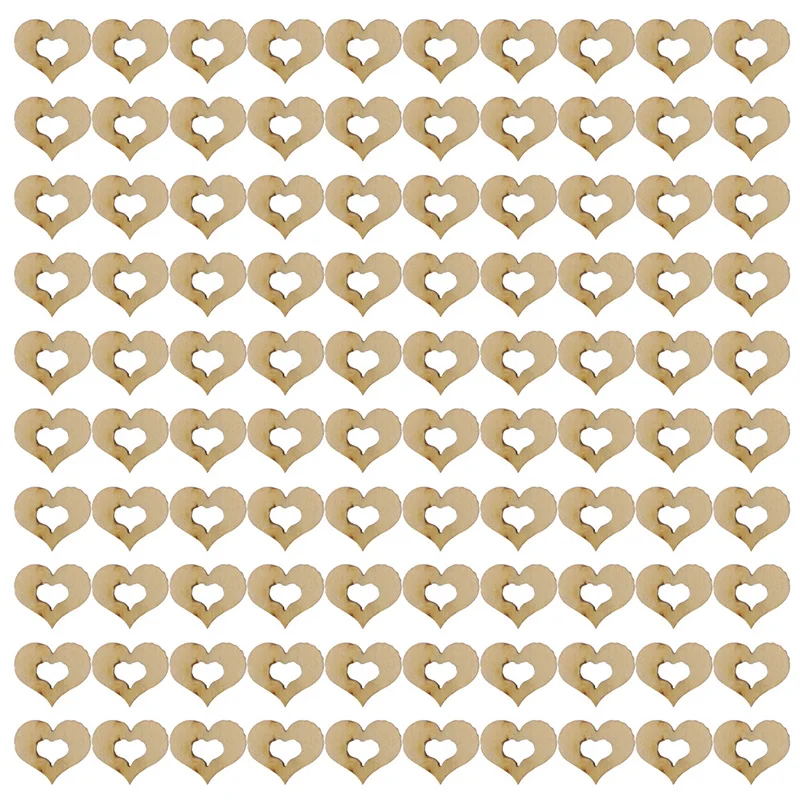 100 шт./упак. пустые деревянные сердца любви свадьбы создание карт художественное