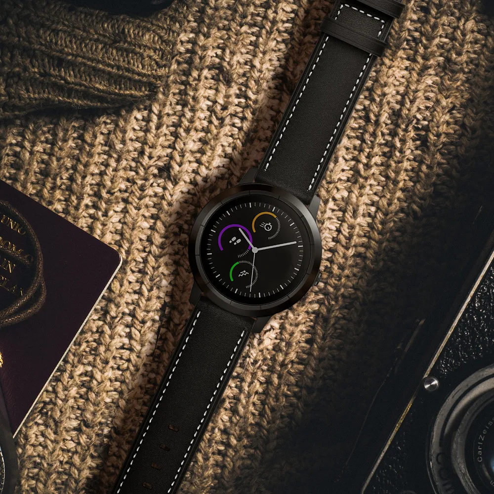 Кожаный браслет для Garmin Vivoactive 3/Vivomove HR/Benz/SQ ремешок Samsung Galaxy Watch 3 41 мм 42 мм/Active 2 20