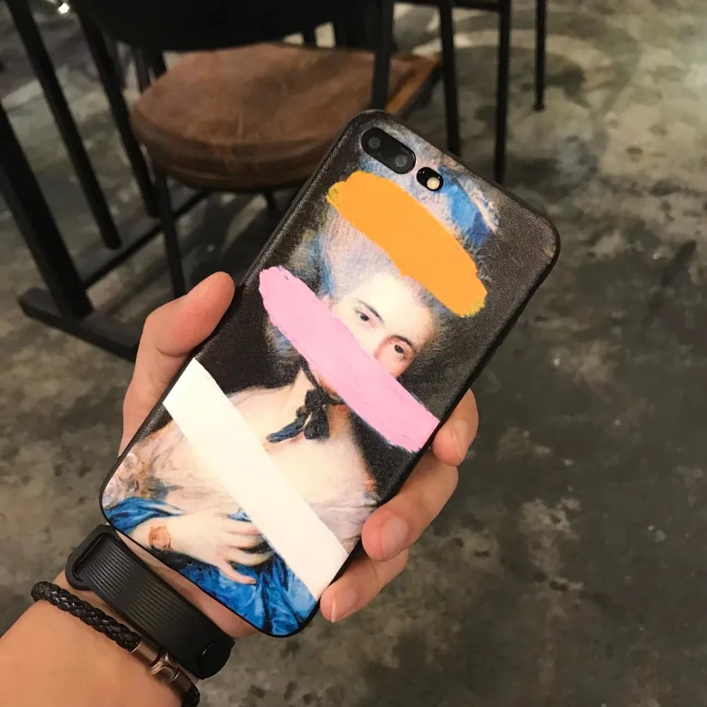 ORYKSZ For iPhone X Case Fashion Oil Painting Patterned Phone Cover 6 6s 7 8 plus Anti knock Cases |