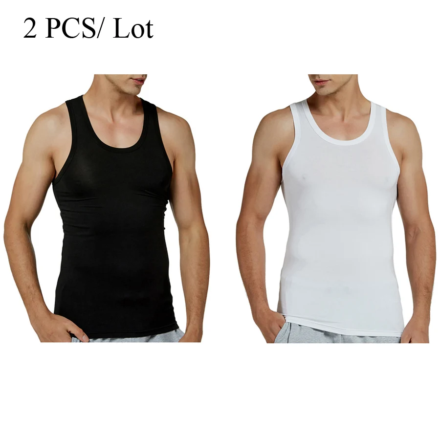 Мужские майки из модала 2 шт./лот эластичная Летняя Спортивная безрукавка