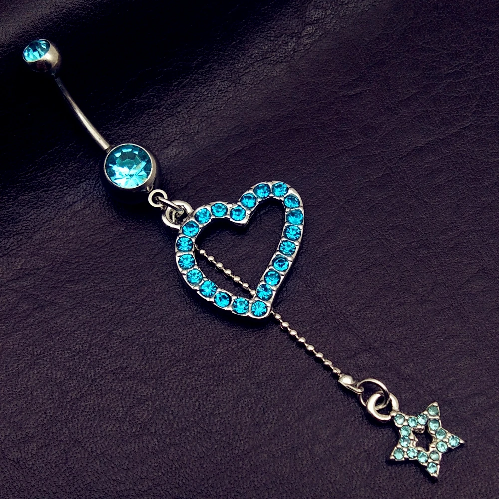 5 шт. разные Стильные Кольца для пирсинга пупка с цветком сердцем звездой перьями