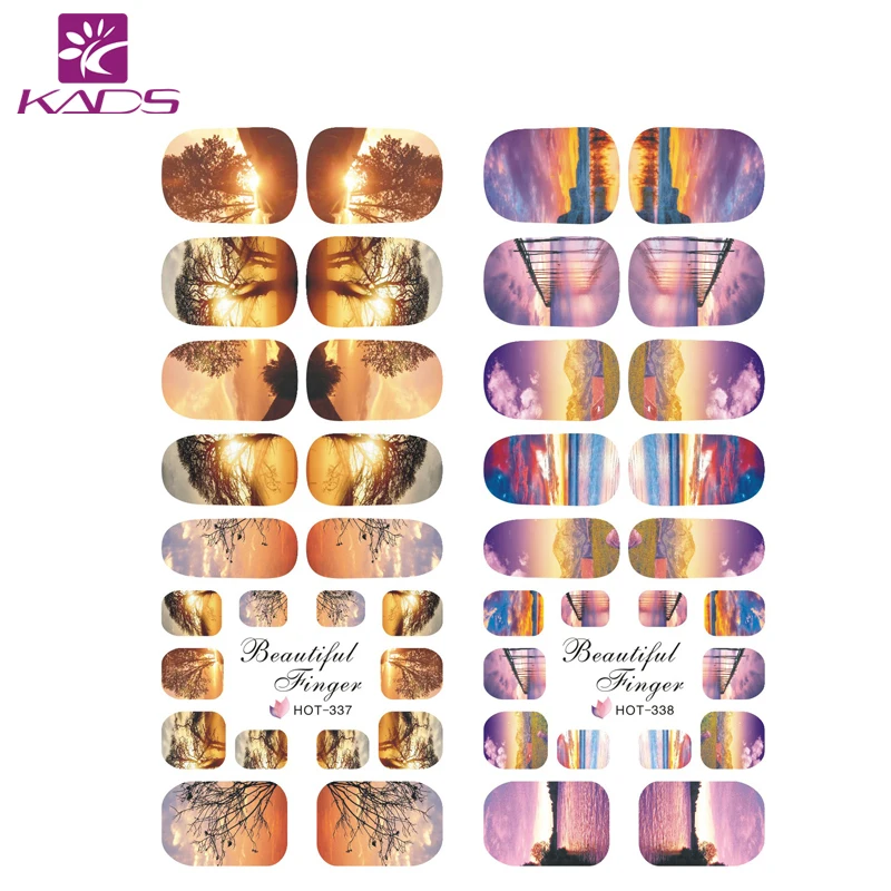 2016 KADS HOT337 339 Sunset Glow Характер Дизайн Переноса Воды Ногтей Наклейки Украшения